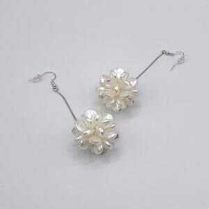 Vintage Style White Snowball Earrings